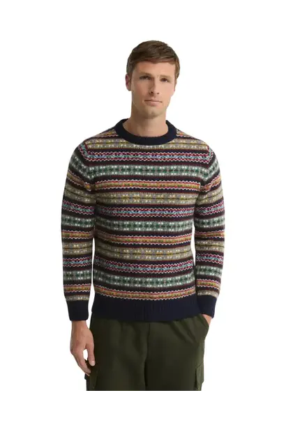 Barbour Scottish Made Fairisle Crew Navy