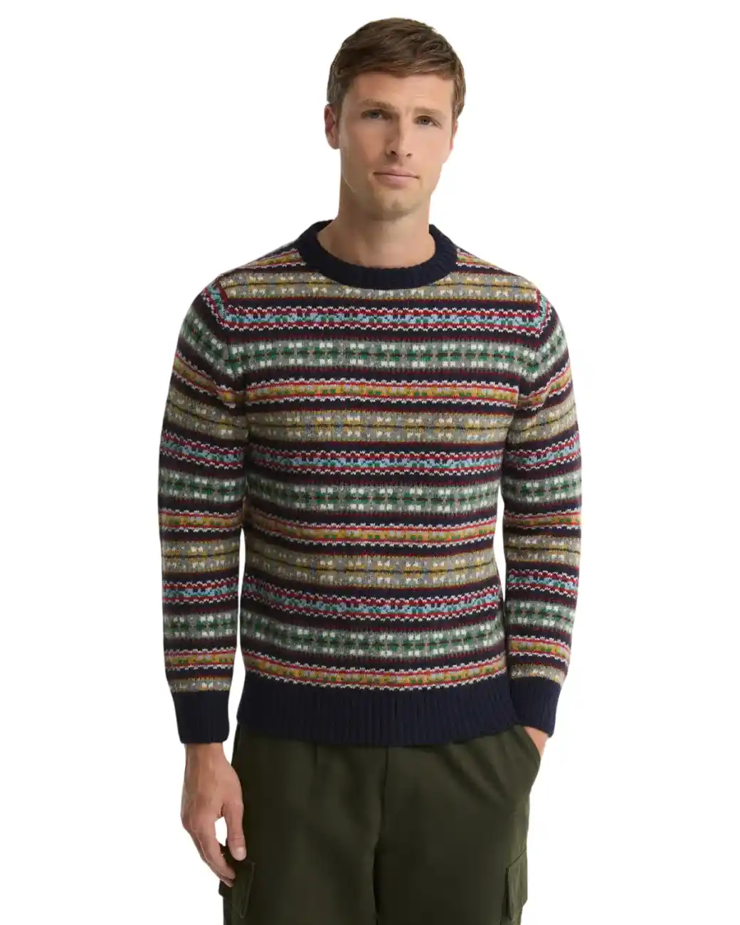 Barbour Scottish Made Fairisle Crew Navy-1