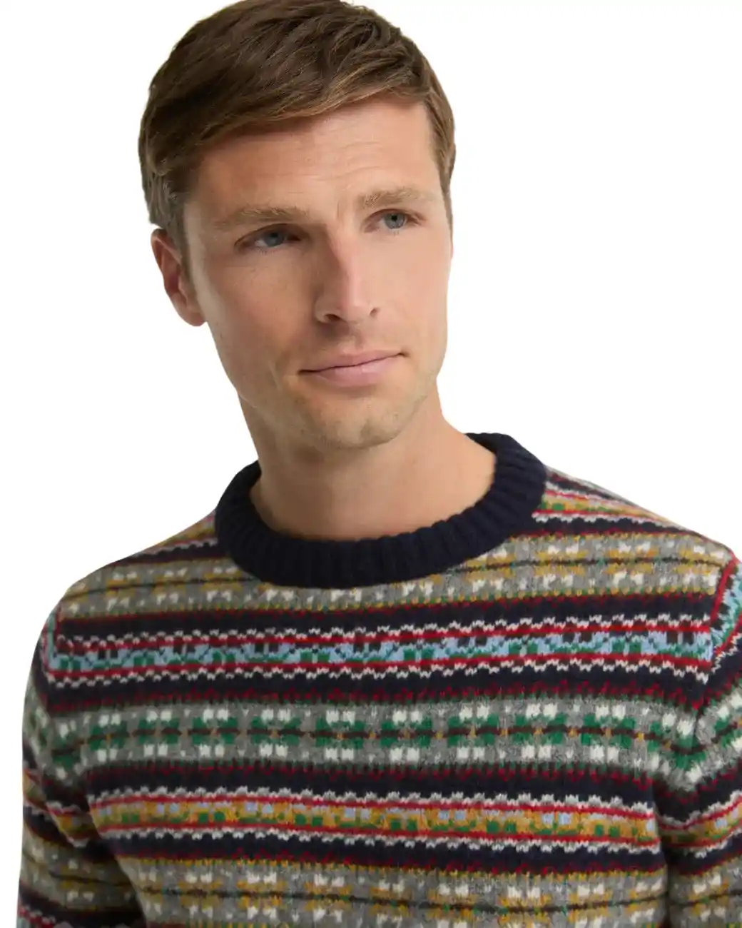 Barbour Scottish Made Fairisle Crew Navy-4