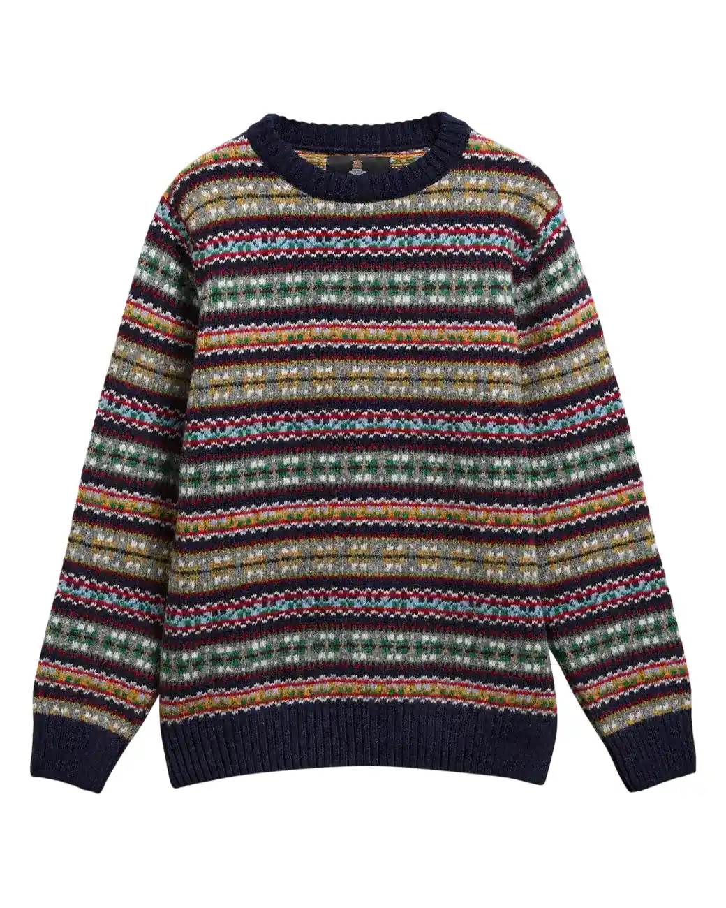 Barbour Scottish Made Fairisle Crew Navy-5