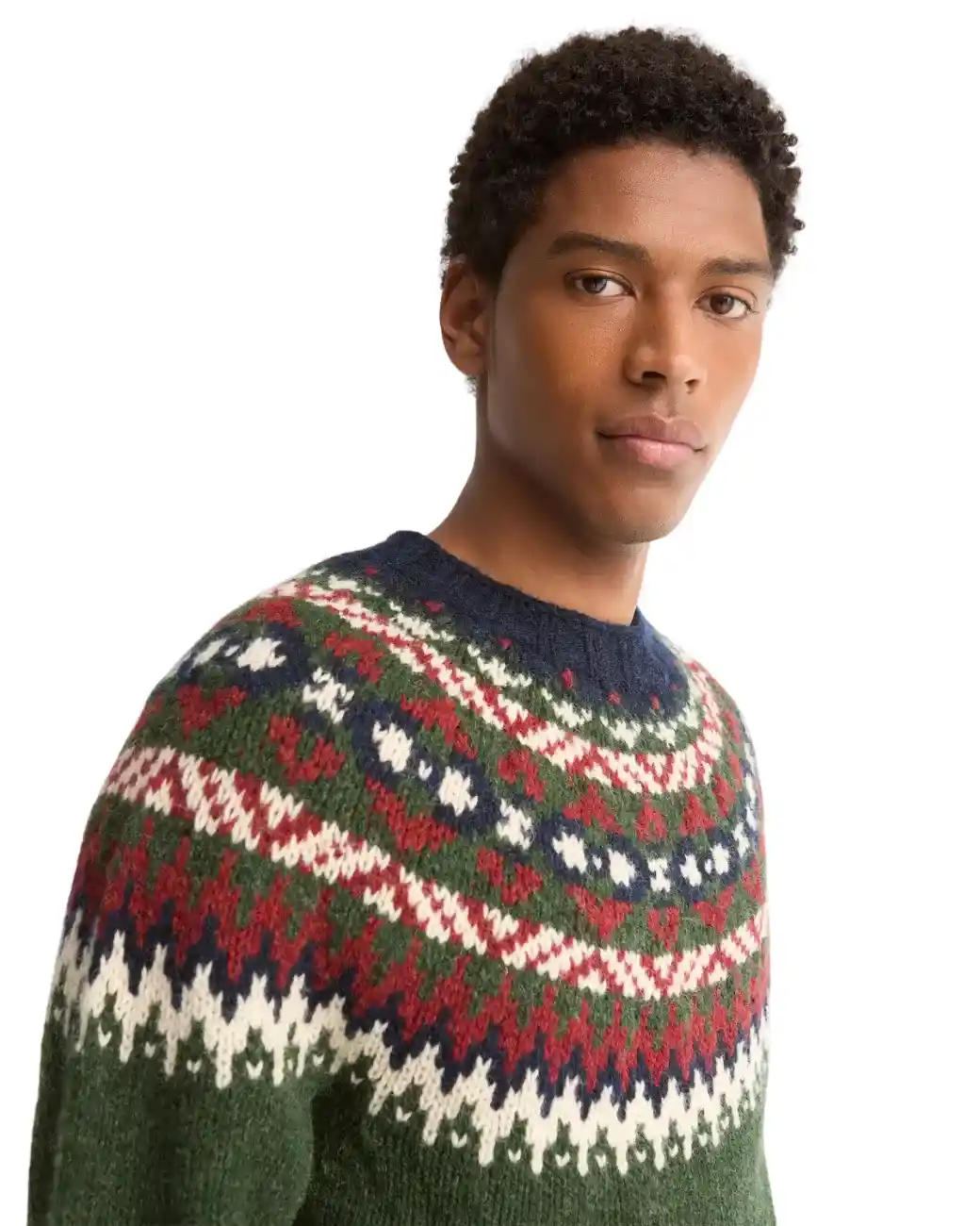 Barbour Scottish Made Placement Fairisle Crew Green-1
