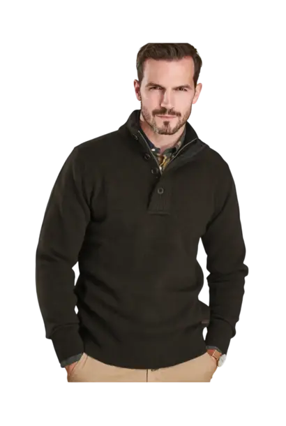 Barbour Essential Patch Half Zip Knitted Jumper Seaweed