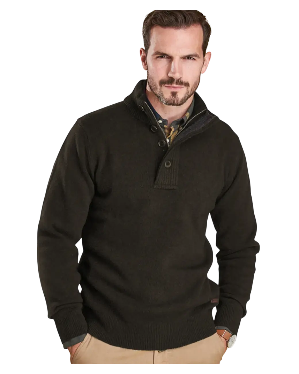 Barbour Essential Patch Half Zip Knitted Jumper Seaweed-1