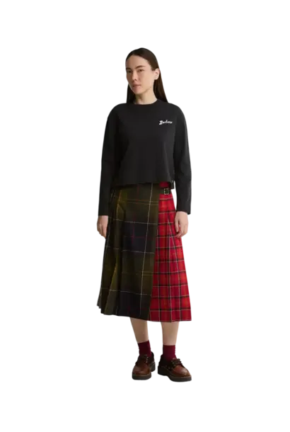 Barbour Marena Tartan Midi Skirt Cardinal Tartan Multi