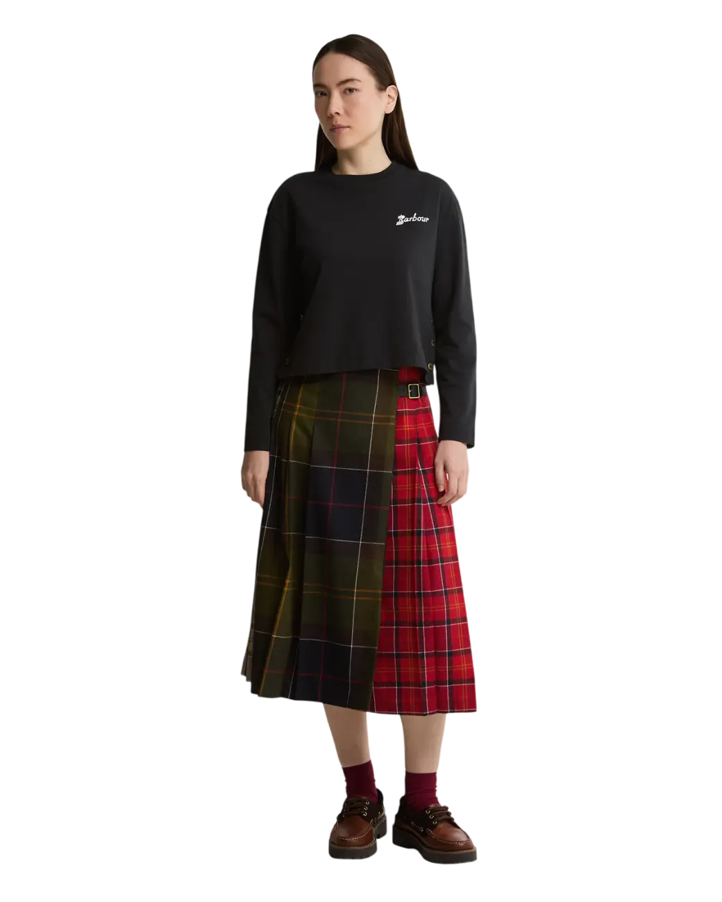 Barbour Marena Tartan Midi Skirt Cardinal Tartan Multi-1