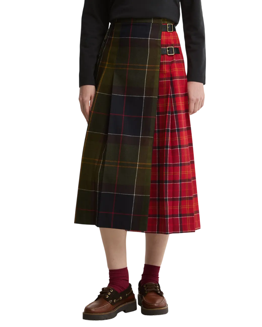 Barbour Marena Tartan Midi Skirt Cardinal Tartan Multi-2