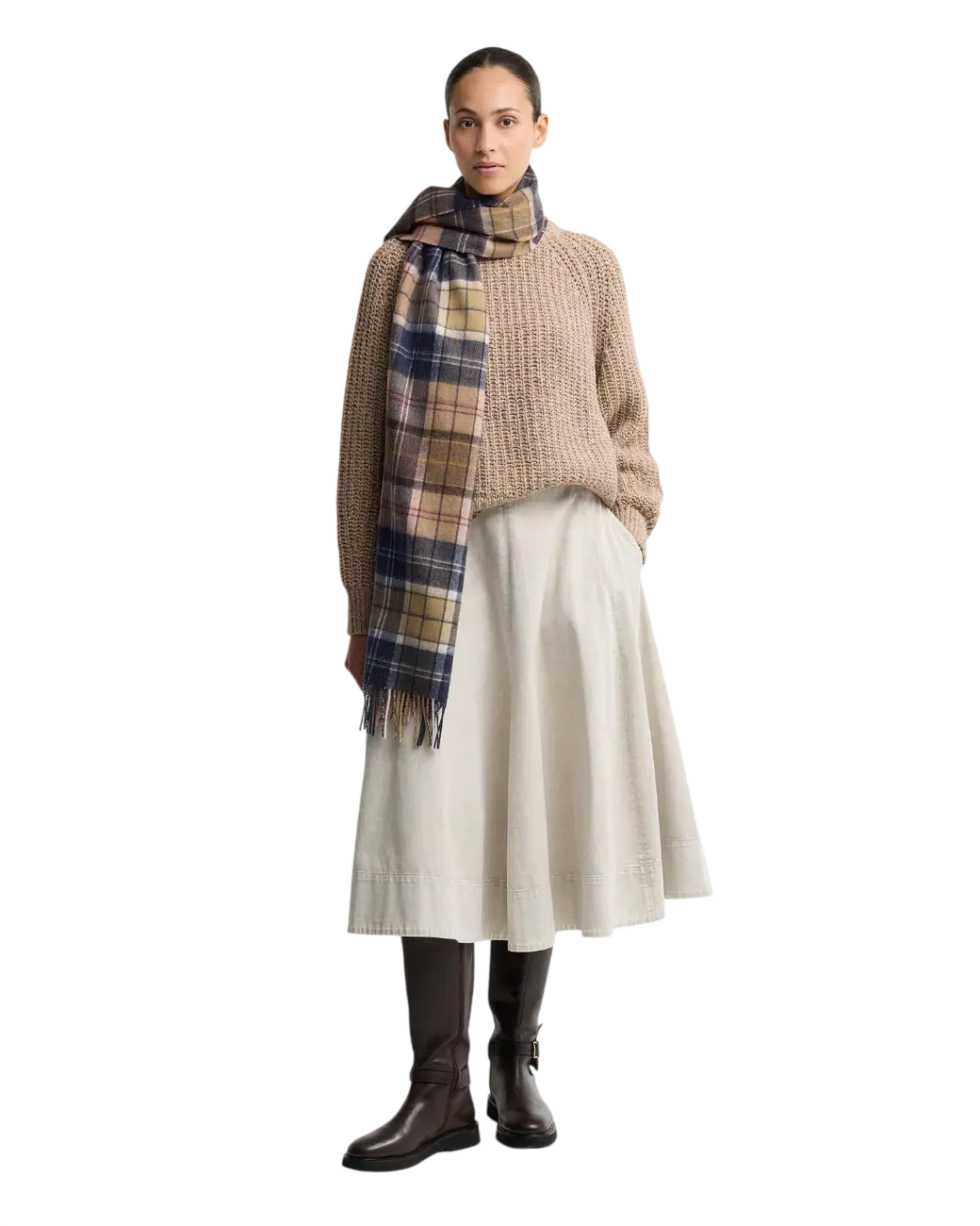 Barbour Serena Tartan Lambswool Scarf Birchwood/Muted Tartan-4