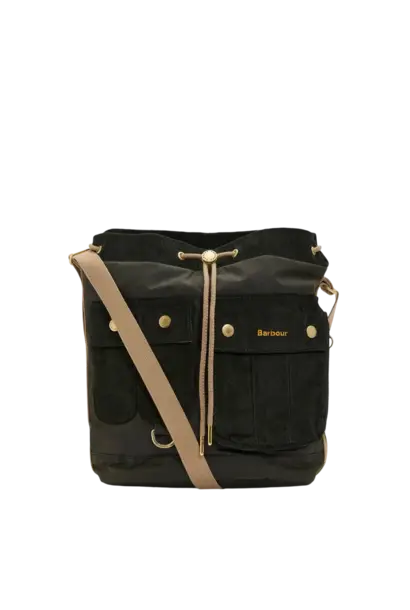 Barbour Mia Waxed Drawstring Tote Bag Fern