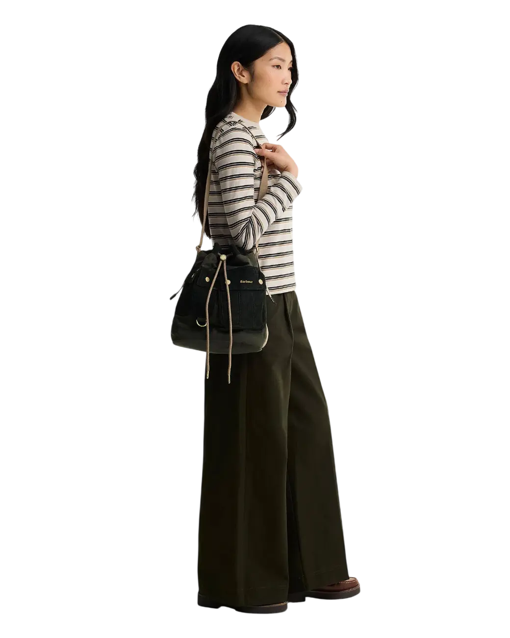 Barbour Mia Waxed Drawstring Tote Bag Fern-2