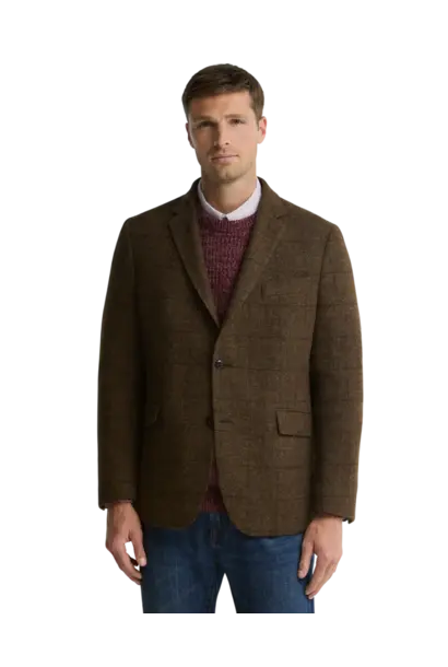 Barbour Gosforth Moons Checked Blazer Brown