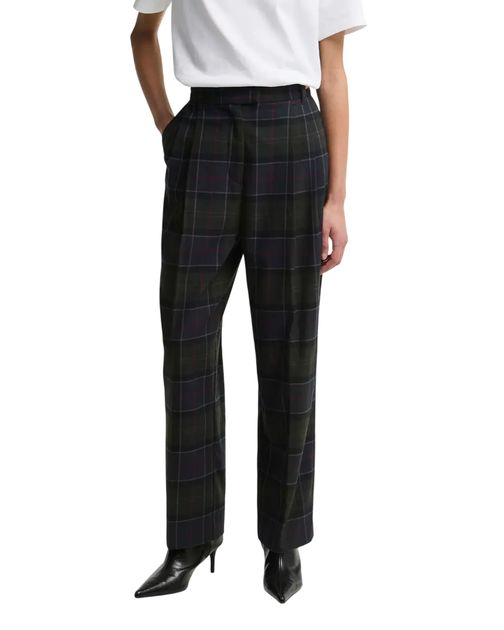 Barbour Delilah Tartan Straight-Leg Trousers Shadow Classic Tartan-2