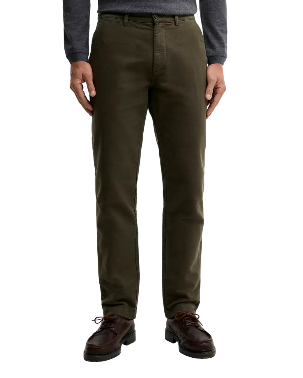 Barbour Moleskin Tailored Trousers Dark Olive-2