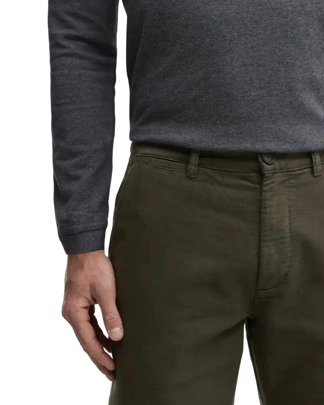 Barbour Moleskin Tailored Trousers Dark Olive-4