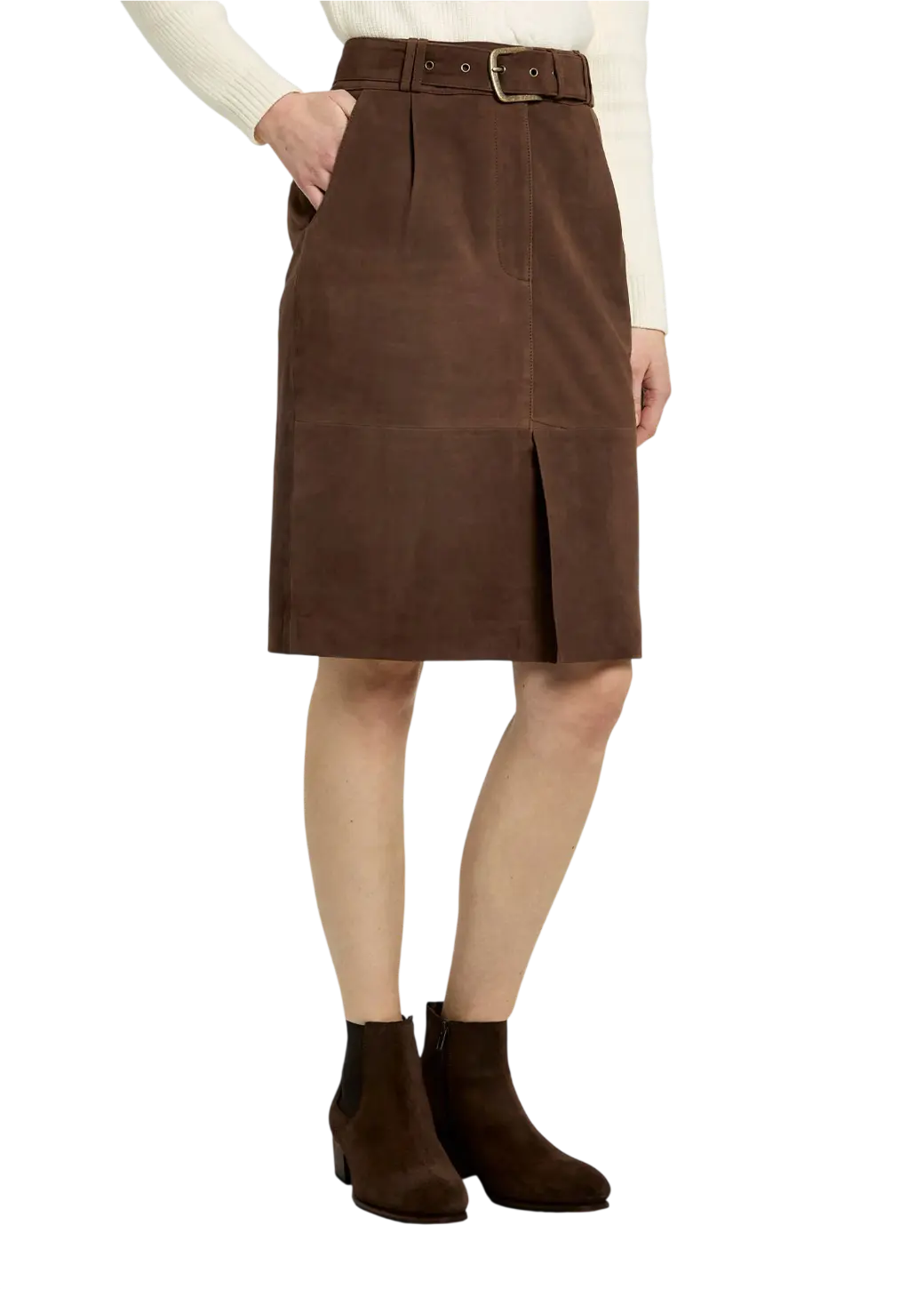Dubarry Sullivan Dames Knie-Lengte Suède Rok - Walnut-2