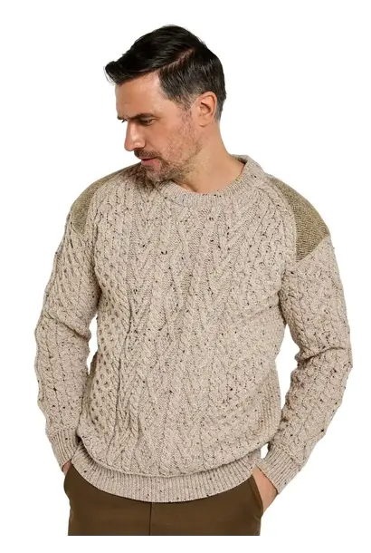 Dubarry Culleton Heren Merinowol Aran Trui - Oatmeal
