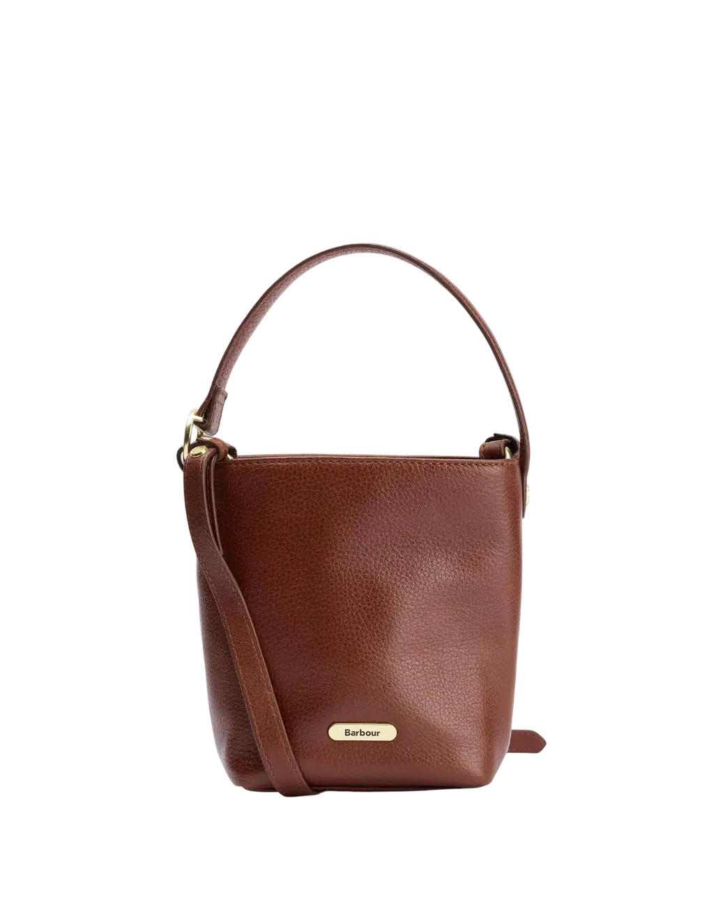 Barbour Cedar Mini Leather Bucket Bag Brown-1
