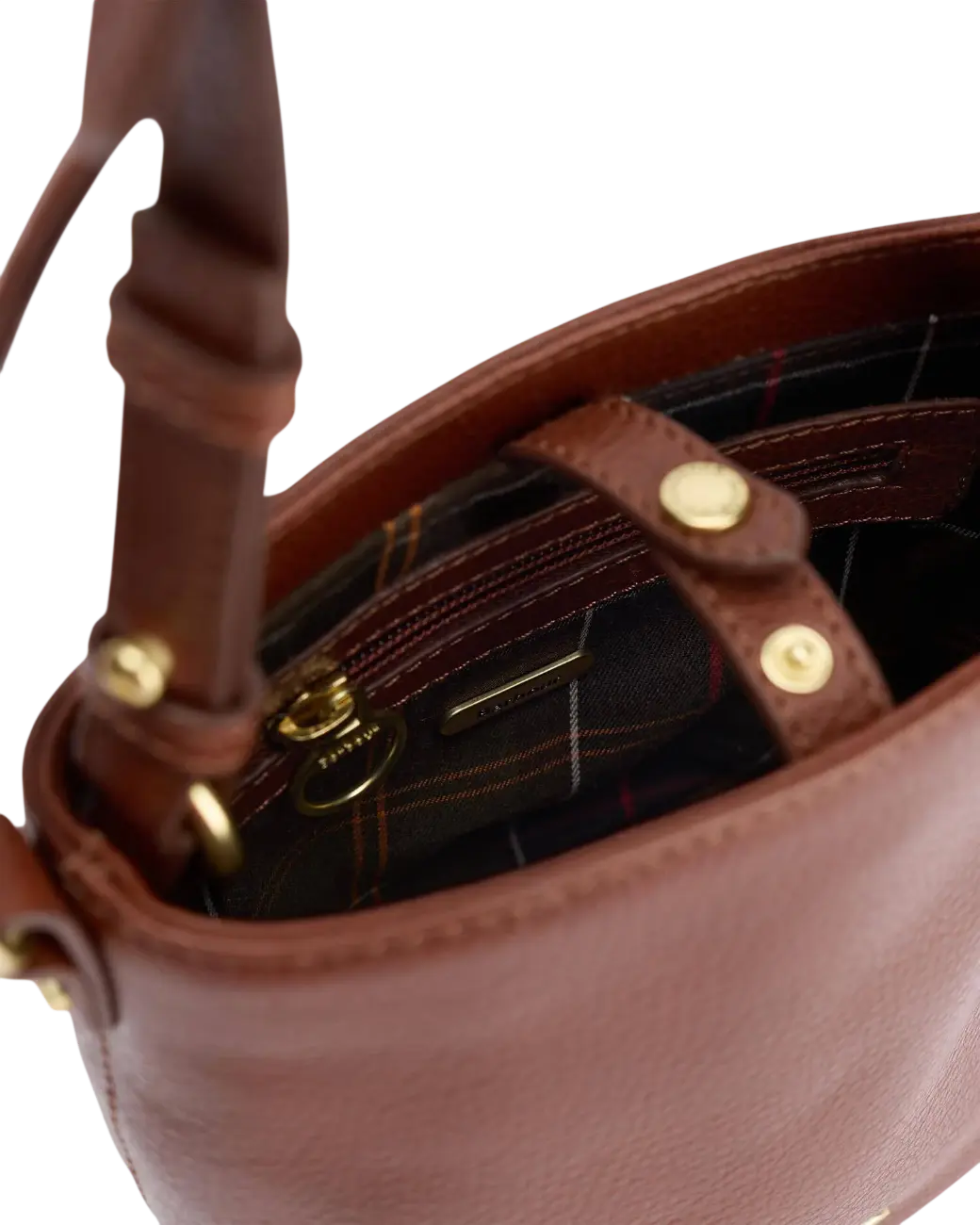 Barbour Cedar Mini Leather Bucket Bag Brown-5