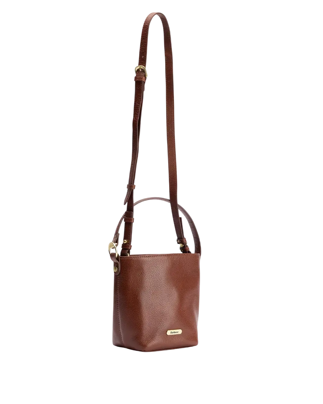 Barbour Cedar Mini Leather Bucket Bag Brown-6