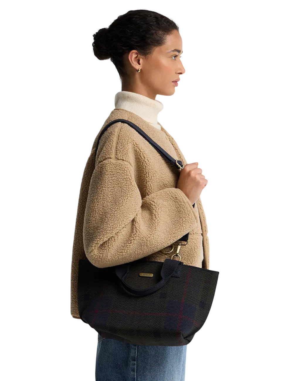 Barbour Layla Tartan Mini Tote Bag Shadow Classic Tartan-7