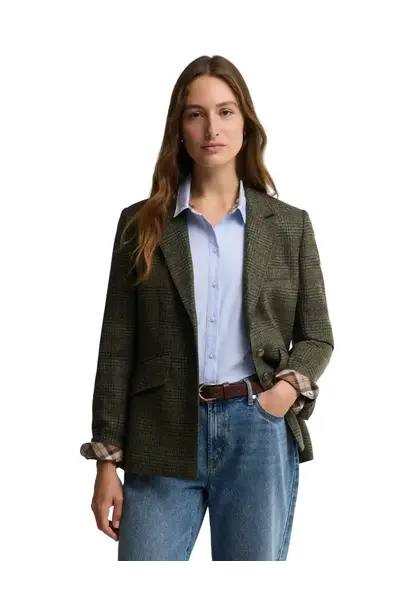 Barbour Browning Tailored Blazer Olive Prince Of Wales Check