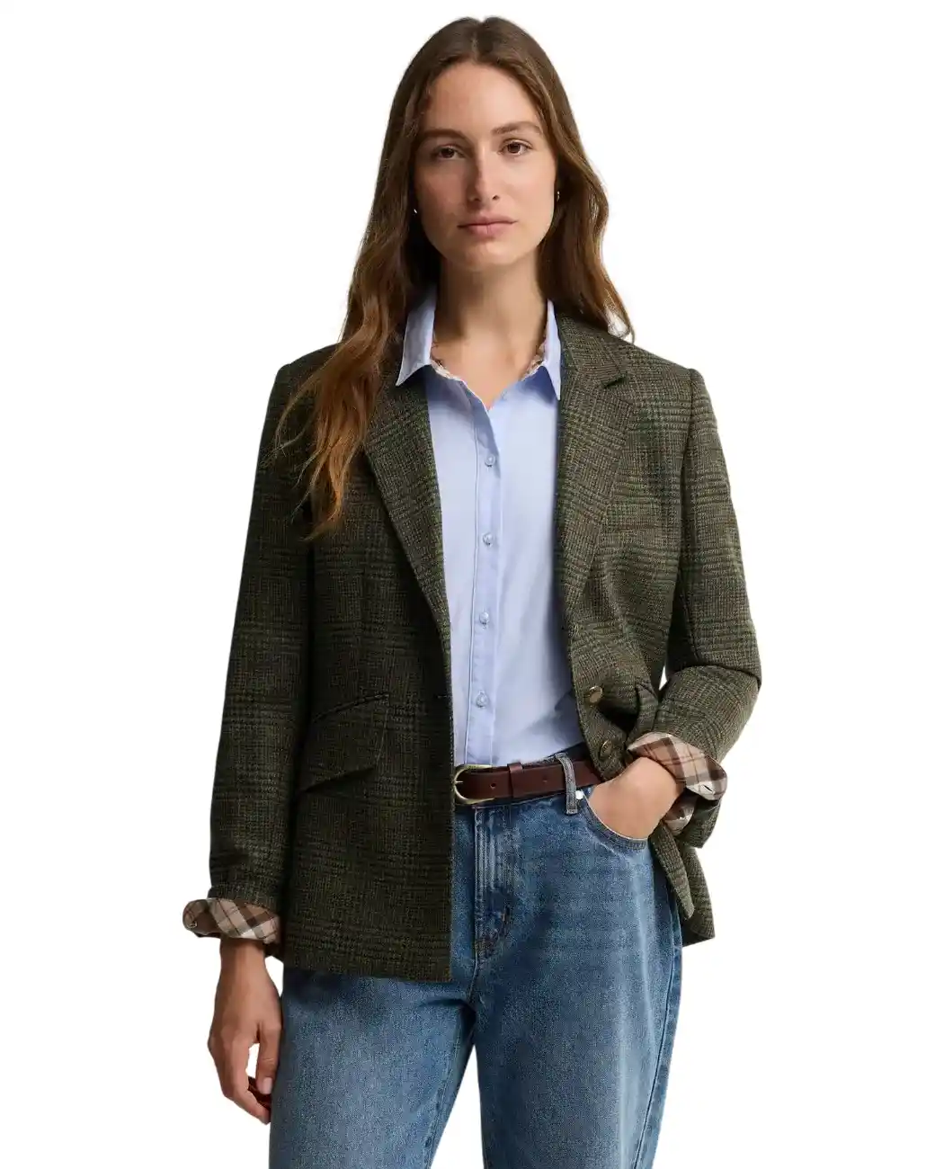 Barbour Browning Tailored Blazer Olive Prince Of Wales Check-1