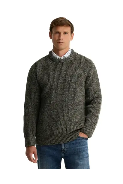 Barbour New Tyne Crew Neck Jumper Derby Tweed