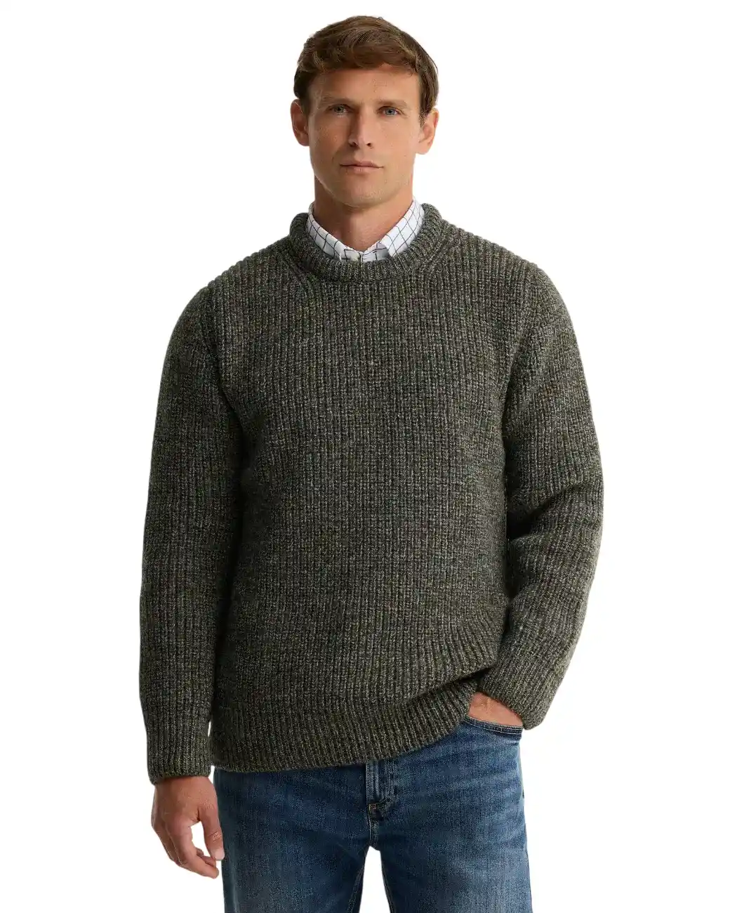 Barbour New Tyne Crew Neck Jumper Derby Tweed-1