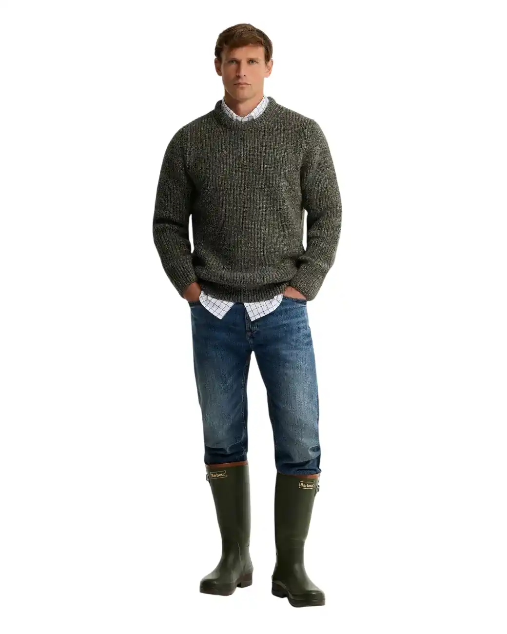 Barbour New Tyne Crew Neck Jumper Derby Tweed-2