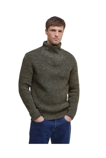 Barbour New Tyne Quarter Zip Jumper Derby Tweed