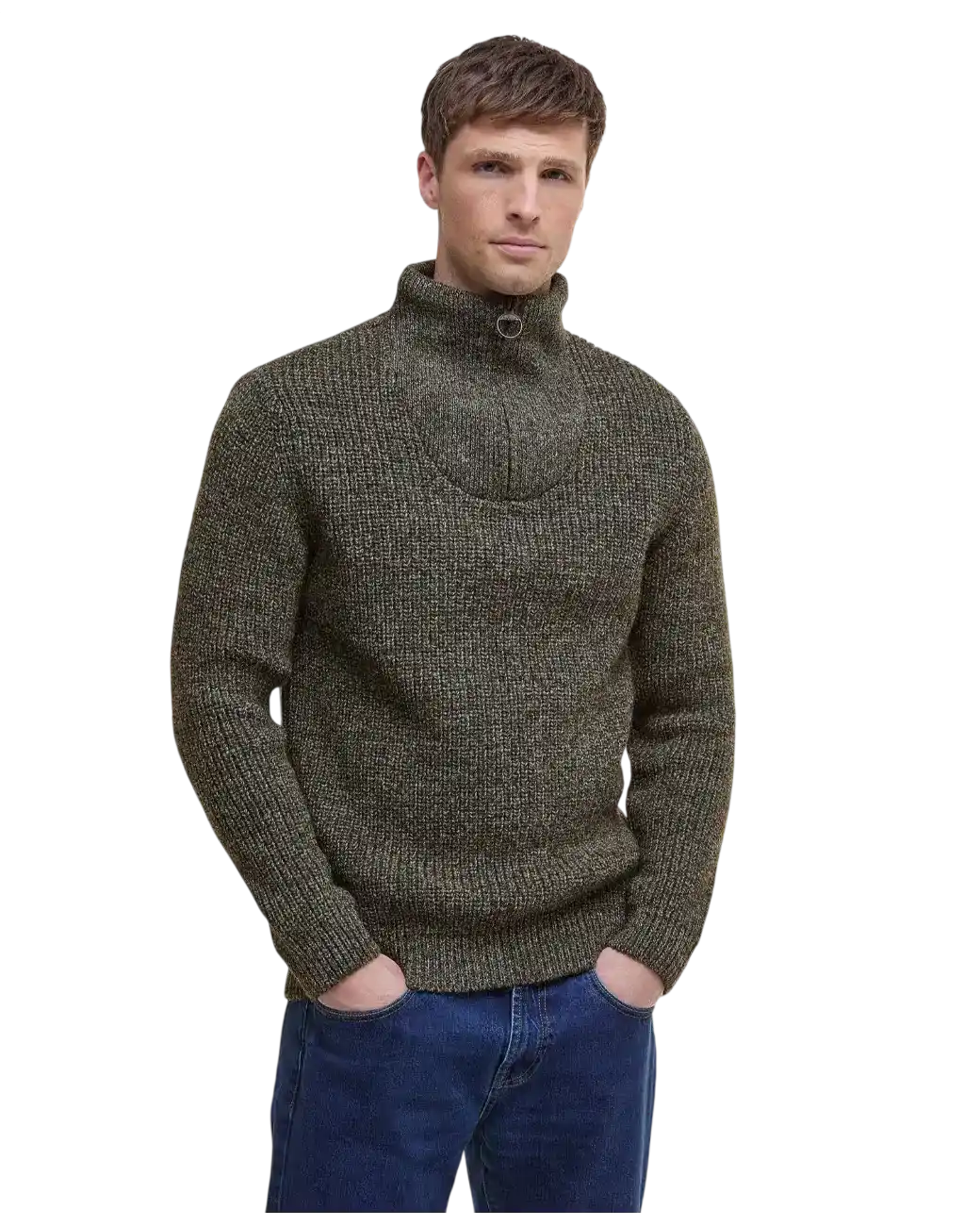 Barbour New Tyne Quarter Zip Jumper Derby Tweed-1