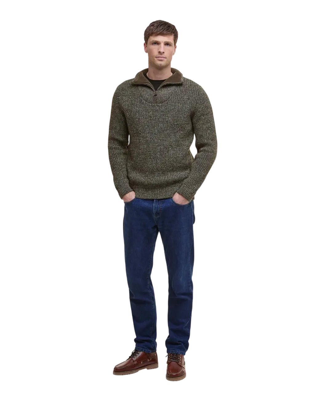 Barbour New Tyne Quarter Zip Jumper Derby Tweed-2