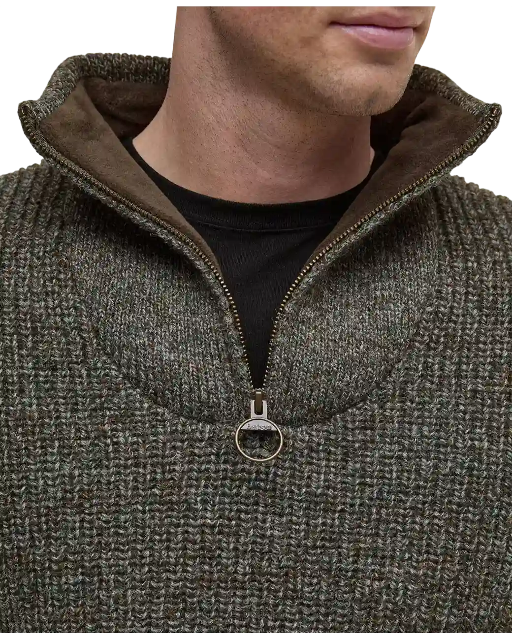 Barbour New Tyne Quarter Zip Jumper Derby Tweed-5