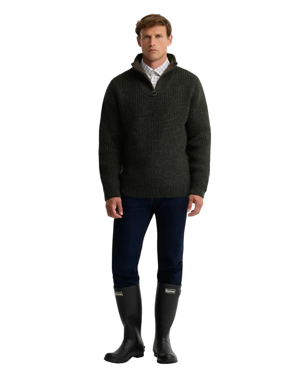 Barbour New Tyne Quarter Zip Jumper Olive-2