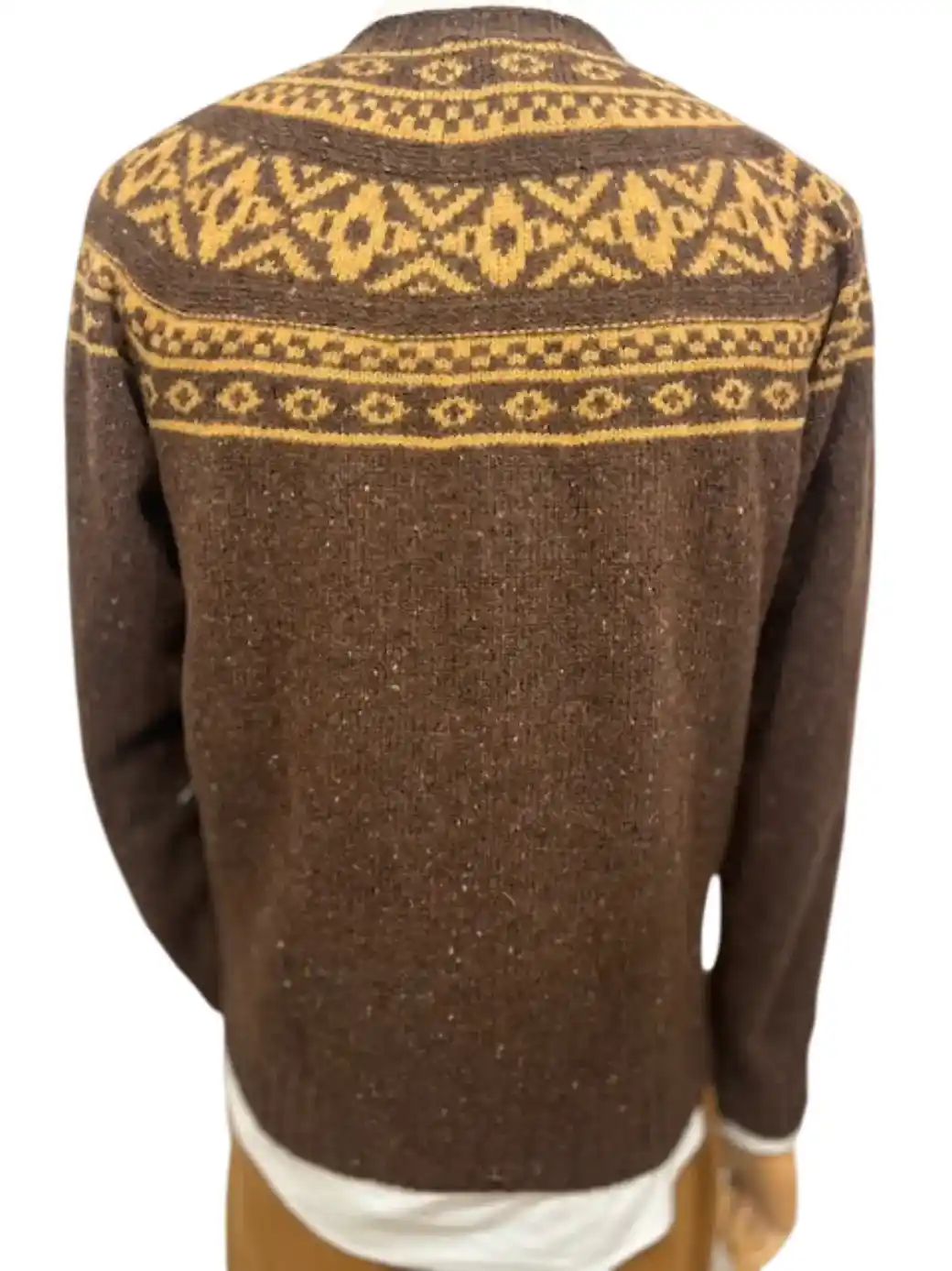 Harley of Scotland Mens Glenugie Nep Yoke Sweater Monach/Gold Dust-2