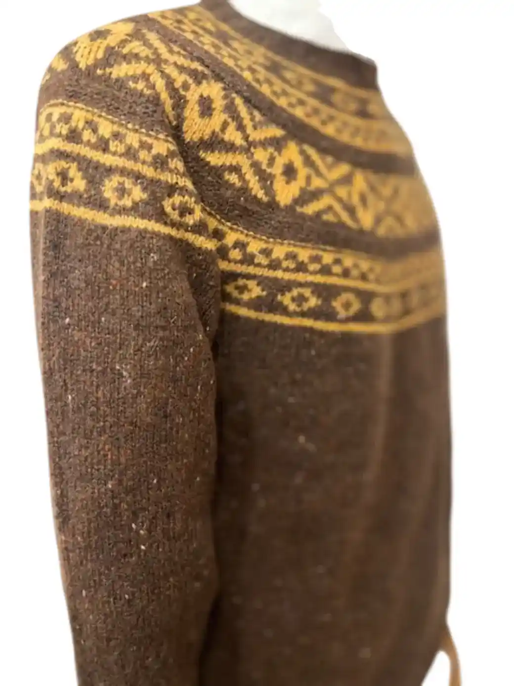 Harley of Scotland Mens Glenugie Nep Yoke Sweater Monach/Gold Dust-4