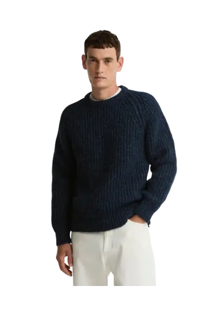 Barbour Donegal Wool Made in Scotland Crew-Neck Jumper Navy