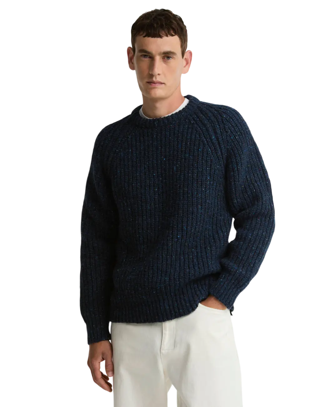 Barbour Donegal Wool Made in Scotland Crew-Neck Jumper Navy-1