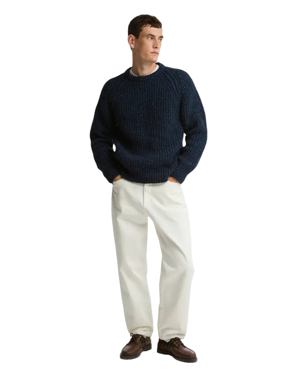 Barbour Donegal Wool Made in Scotland Crew-Neck Jumper Navy-2