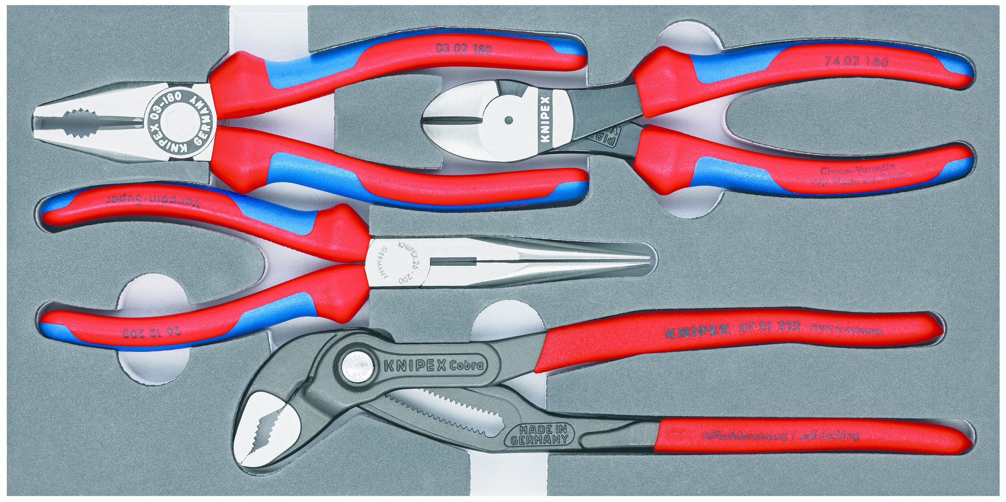 4-delige professionele tangenset KNIPEX 00 20 V15 - Cable-Engineer.nl