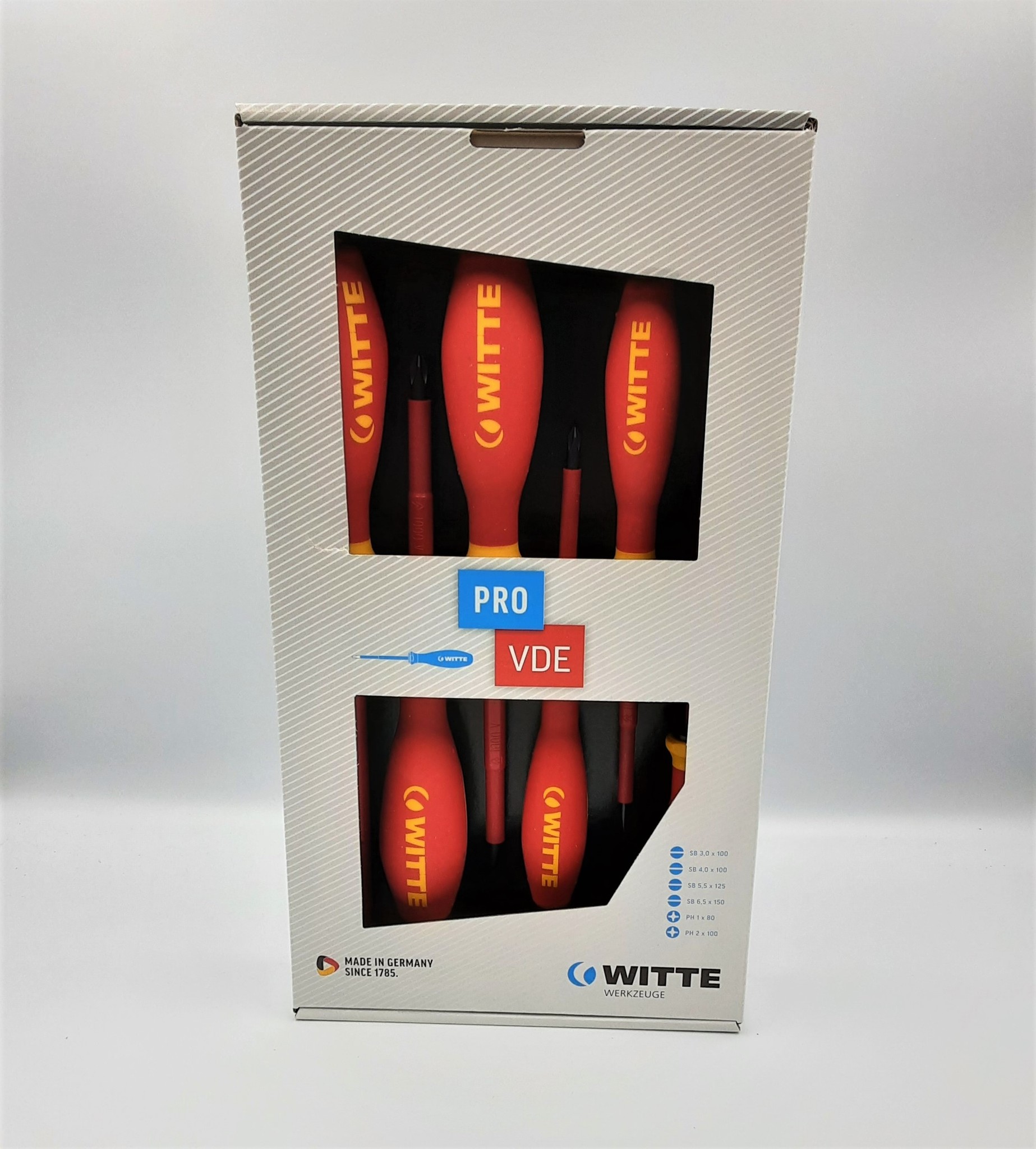 WITTE 6-delige Pro VDE schroevendraaiers Sleuf PH 1000V - 670027 Cable-Engineer.nl