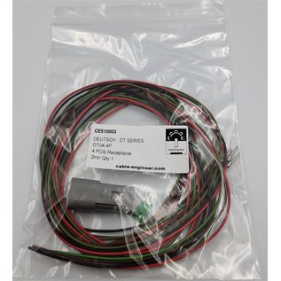 TE Connectivity TE Deutsch DT set: 4-Pos. Receptacle DT04-4P (vrouw)  + 2m. 0,75mm2 FLRY-B kabel
