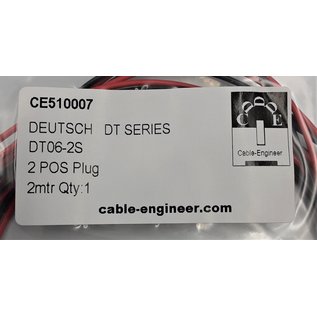 Cable-Engineer TE Deutsch DT Pigtail-set: 2-Pos. Plug DT06-2S (man) + 2x 2m. 0,75mm2 FLRY-B kabel