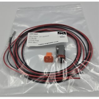 Cable-Engineer TE Deutsch DT Pigtail-set: 2-Pos. Plug DT06-2S (man) + 2x 2m. 0,75mm2 FLRY-B kabel