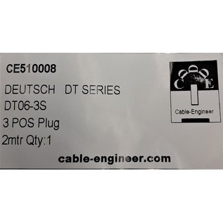 Cable-Engineer TE Deutsch DT Pigtail-set: 3-Pos. Plug DT06-2S (man) + 3x 2meter 0,75mm2 FLRY-B kabel