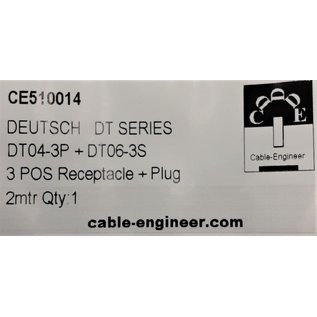 Cable-Engineer Deutsch DT Pigtail-set: 3-Pos. Rec. & Plug (DT04-3P+DT06-3S) + 6x 2meter 0,75mm2 FLRY-B kabel