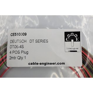 Cable-Engineer TE Deutsch DT Pigtail-set: 4-Pos. Plug DT06-4S (man) connector met 4x 2meter 0,75mm2 FLRY-B kabel
