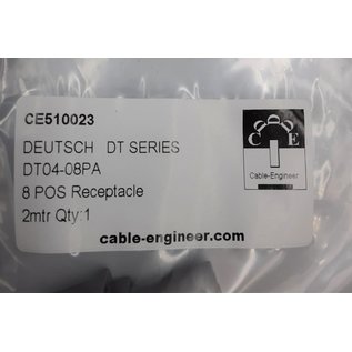 Cable-Engineer TE Deutsch DT Pigtail-set: 8-Pos. Receptacle DT04-08PA(vrouw)  met 8x 2meter 0,75mm2 FLRY-B kabel