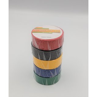 5 Rollen gekleurde isolatie of PVC tape van 19mm breed en 10meter lang