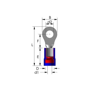 Cable-Engineer 100 Ring kabelschoenen M3 Rood  1/2 geïsoleerd  voor draad  0,5-1,5mm2