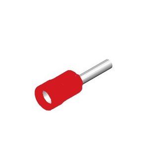 Cable-Engineer Pensteker of pin terminal 12 mm Rood voor draden van 0,5 - 1,5 mm2 - 100 stuks